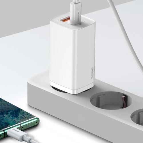 Baseus Travel Charger GaN2 Lite Quick Charger C+U QC 3.0 PD 3.0 65W EU White (CCGAN2L-B02)