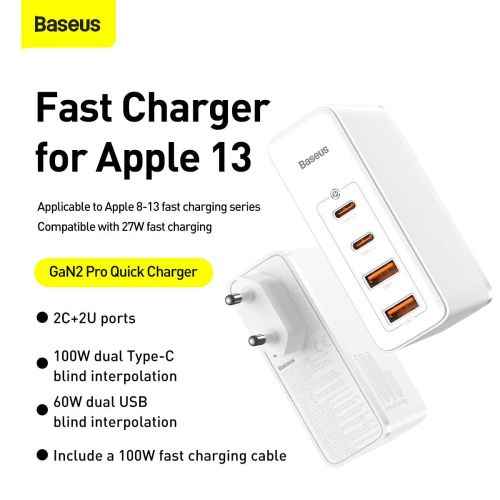 Baseus GaN2 Pro Quick Travel Charger 2x USB / 2x USB-C 100W