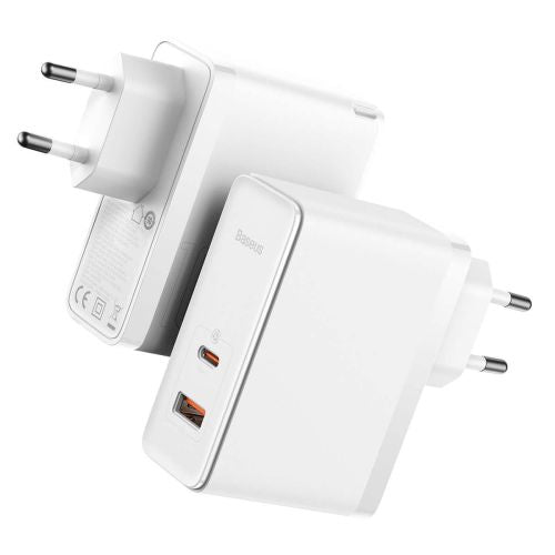 Lādētājs Baseus GaN5 Pro 1x USB-A 1x USB-C White