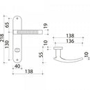 2 poignées de porte sur plaque AUDACE, Verrou condamnation pour salle de bain/WC, Finition aluminium nickel mat, Entraxe standard 195 mm-13