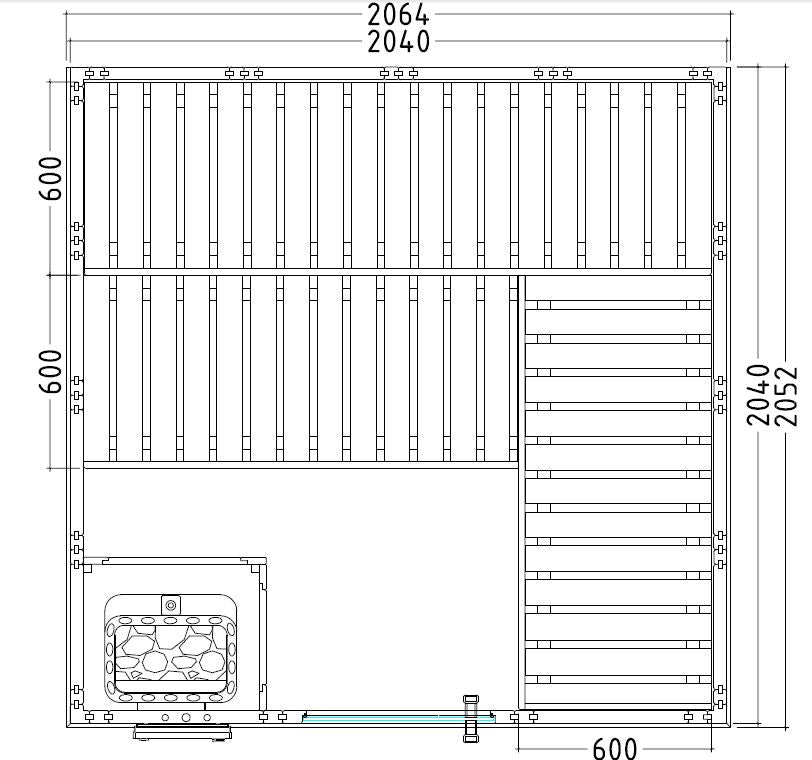 Cabine de Sauna WELLFUN MINI de SENTIOTEC 206x206 cm clicktofournisseur.com