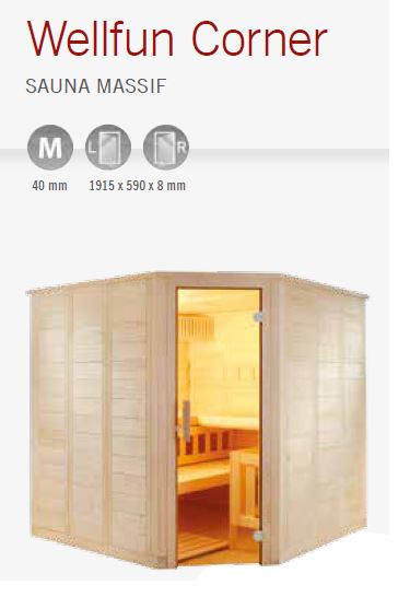 Cabine de Sauna dangle WELLFUN CORNER de SENTIOTEC 206x206 cm clicktofournisseur.com
