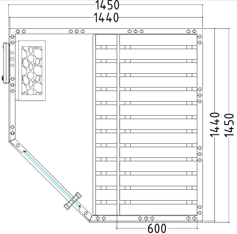 Cabine de Sauna dangle WELLFUN MINI de SENTIOTEC 145X145 cm clicktofournisseur.com