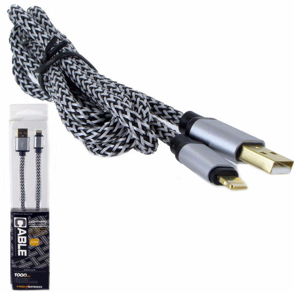 Câble data usb renforcé rigide lightning noir tressé apple iphone 8 plus - Clicktofournisseur.com