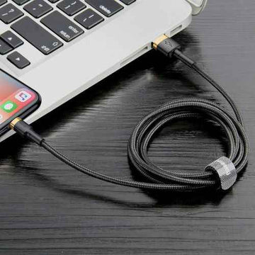 Baseus Lightning Cafule Cable 2.4A 1m Gold + Black (CALKLF-BV1)