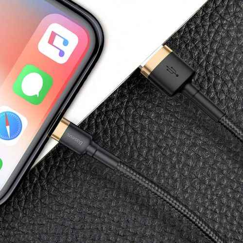 Baseus Lightning Cafule Cable 2.4A 1m Gold + Black (CALKLF-BV1)