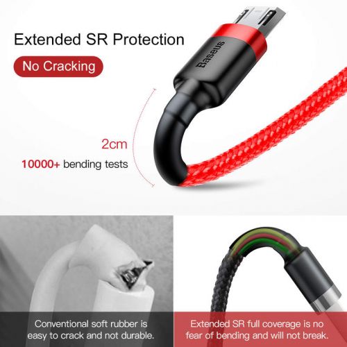 Câble Micro USB Baseus 1,5 A 2 m Rouge + Rouge (CAMKLF-C09)