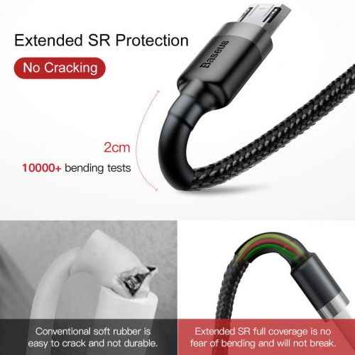 Câble Micro USB Baseus 1,5 A 2 m Gris + Noir (CAMKLF-CG1)