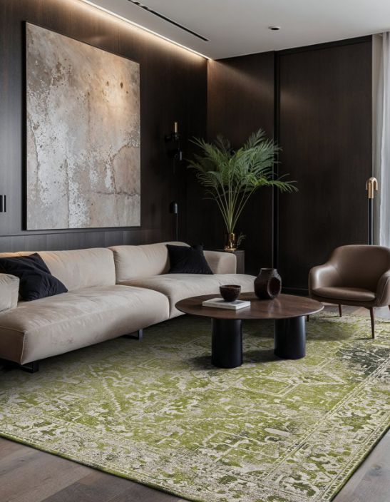 Tapis de salon style orient tissé plat BARIZ