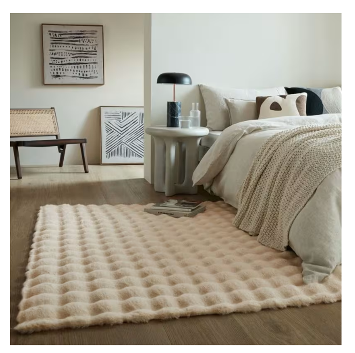 Tapis fausse fourrure honeycomb