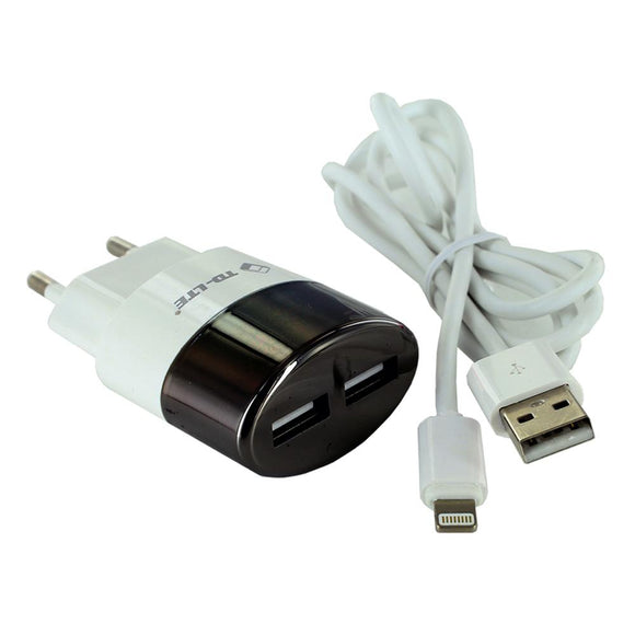 Chargeur secteur double entrée usb connecteur lightning pour apple iphone 8 - Clicktofournisseur.com