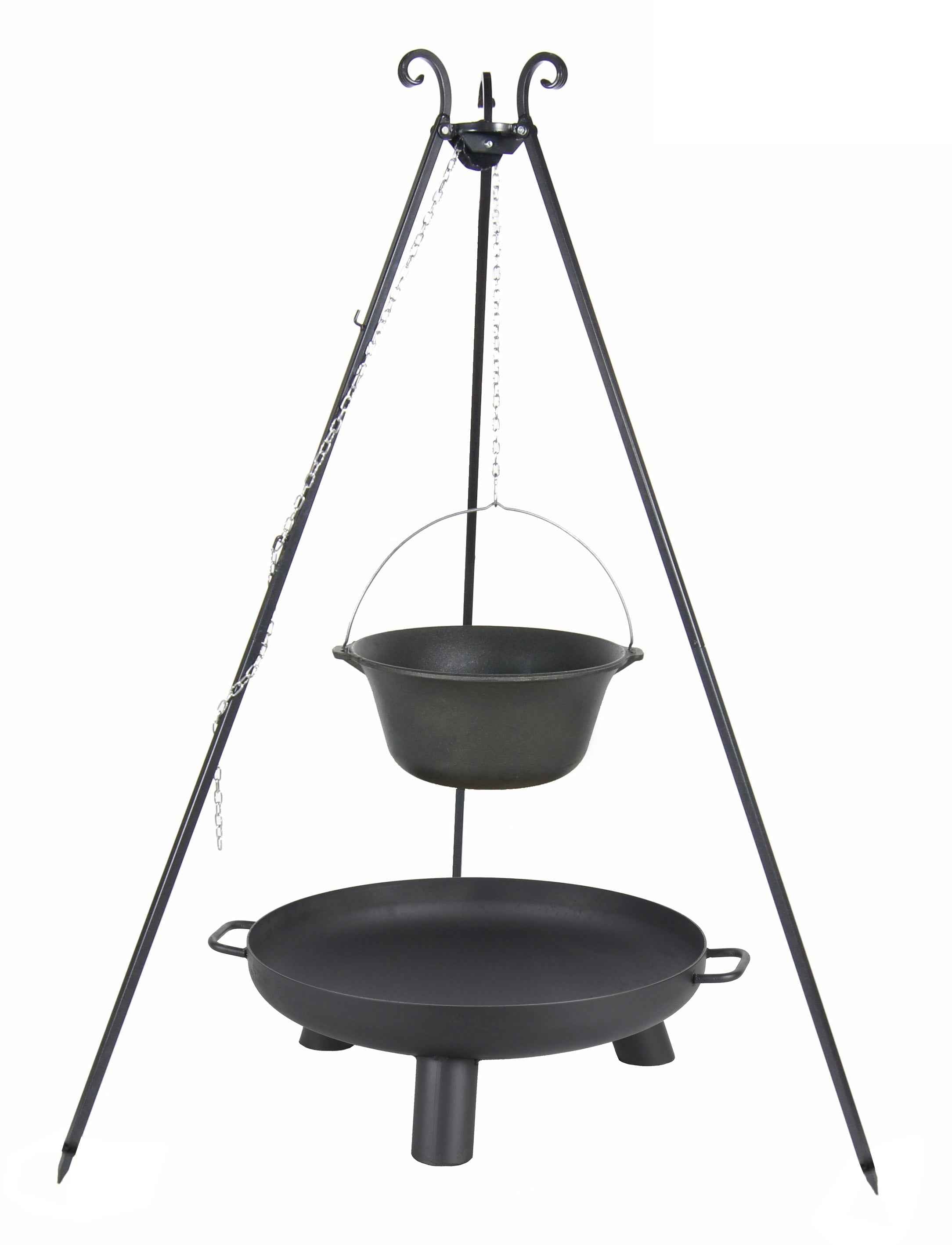 Chaudron en fonte 16 l avec couvercle émaillé sur trépied + brasero bali 70 cm - Clicktofournisseur.com