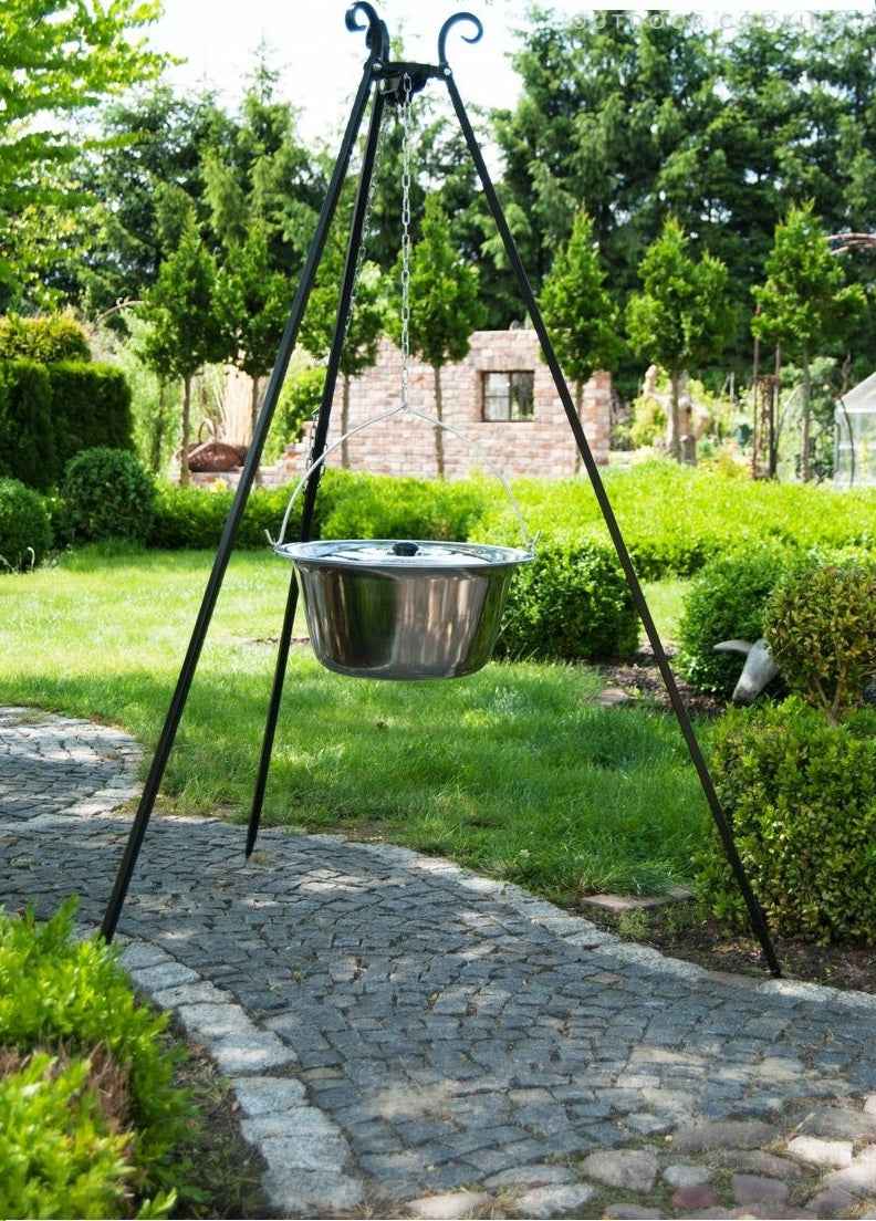 Chaudron pot inoxydable avec couvercle avec trépied - 10l - Clicktofournisseur.com