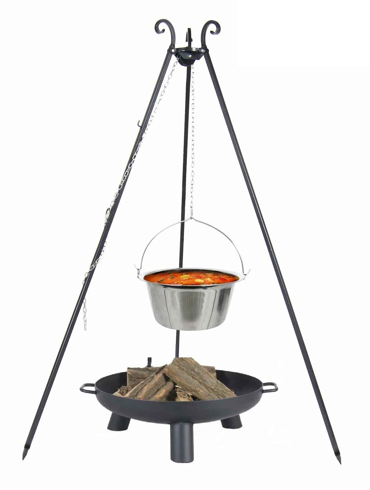 Chaudron pot inoxydable avec couvercle + brasero BALI, 14L Chaudron/ 60cm brasero clicktofournisseur.com