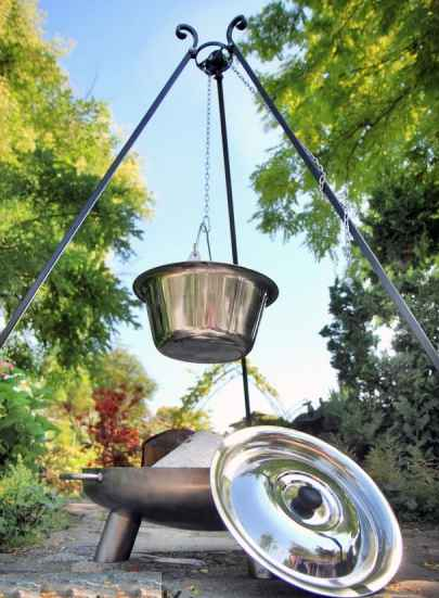 Chaudron pot inoxydable avec couvercle + brasero bali 8l chaudron/ 70cm brasero - Clicktofournisseur.com