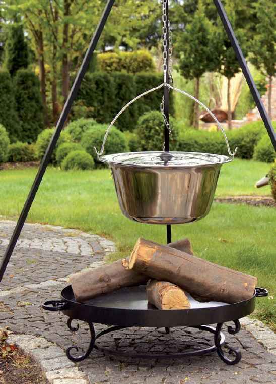 Chaudron pot inoxydable avec couvercle + brasero MALTA, 10L Chaudron/ 60cm brasero clicktofournisseur.com