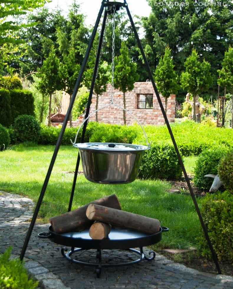 Chaudron pot inoxydable avec couvercle + brasero malta 14l chaudron / 80cm brasero - Clicktofournisseur.com
