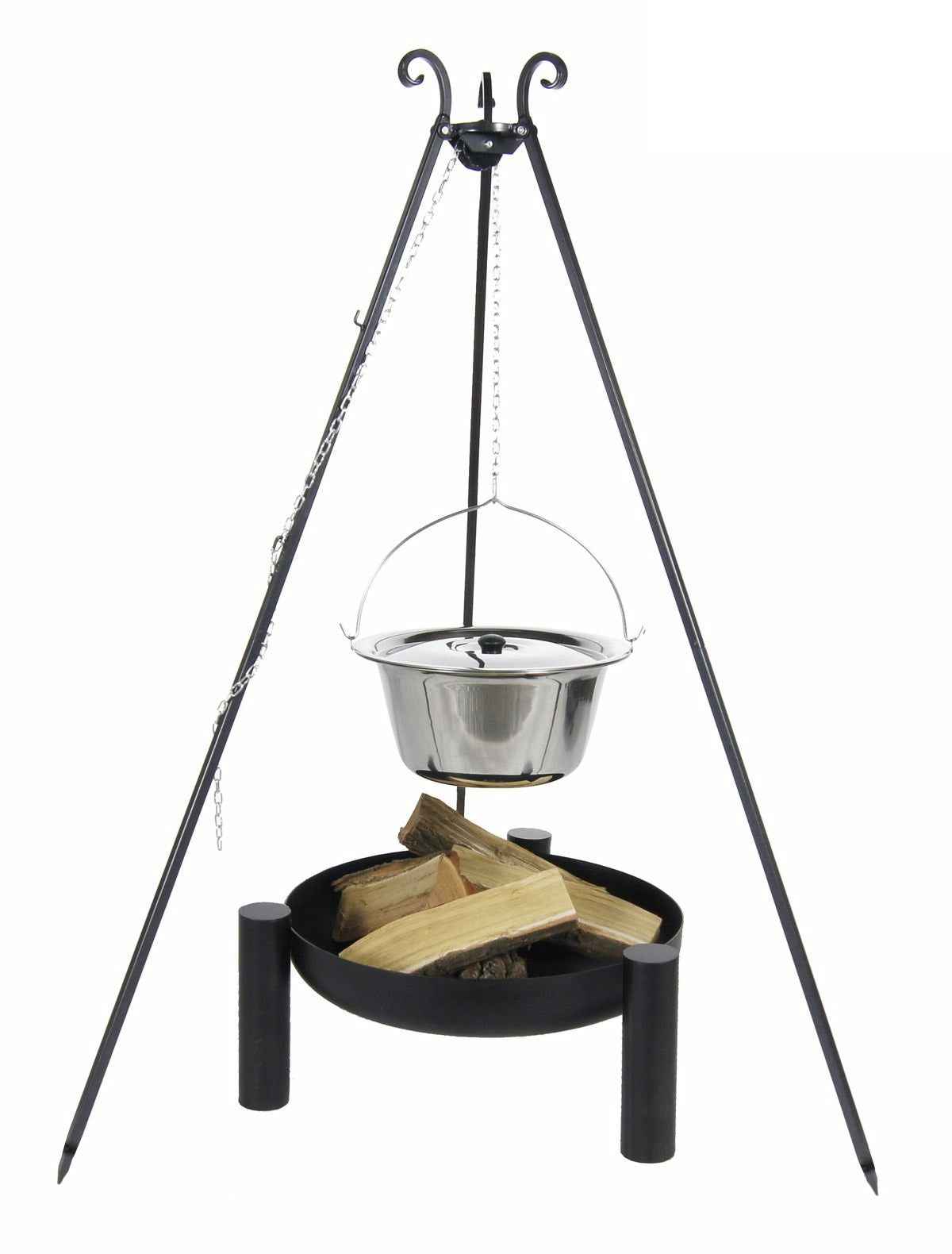Chaudron pot inoxydable avec couvercle + brasero palma 10l chaudron / 80cm brasero - Clicktofournisseur.com