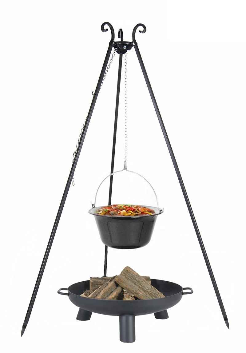 Chaudron pot émaillé avec couvercle + brasero BALI, 10L Chaudron / 60cm brasero clicktofournisseur.com