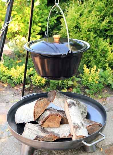 Chaudron pot émaillé avec couvercle + brasero BALI, 10L chaudron/ 80cm brasero clicktofournisseur.com