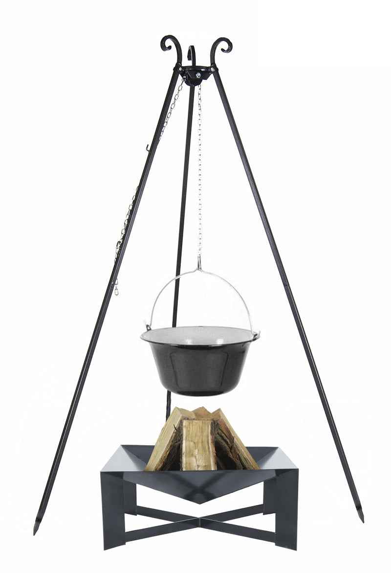 Chaudron pot émaillé avec couvercle + brasero CUBA, 10 L Chaudron/ 70x70cm brasero clicktofournisseur.com