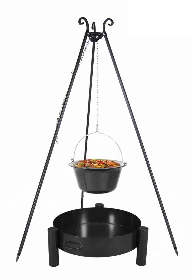 Chaudron pot émaillé avec couvercle + brasero HAITI, 10L Chaudron / 60cm brasero clicktofournisseur.com