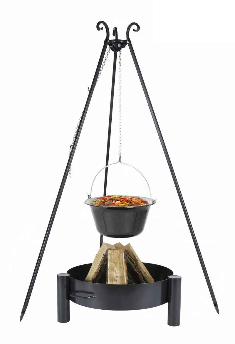 Chaudron pot émaillé avec couvercle + brasero HAITI, 10L Chaudron / 60cm brasero clicktofournisseur.com