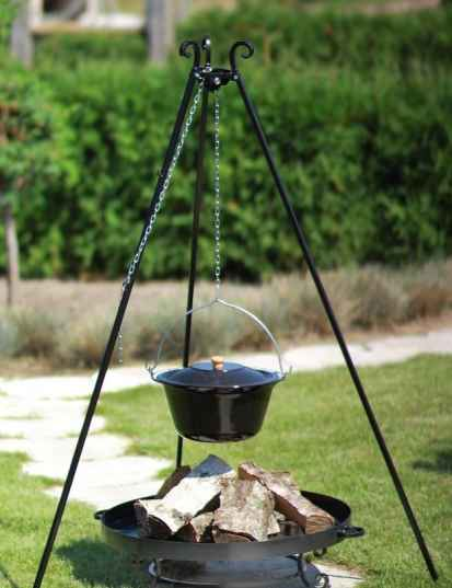 Chaudron pot émaillé avec couvercle + brasero MALTA, 10L Chaudron / 60cm brasero clicktofournisseur.com