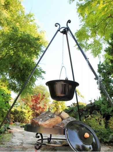 Chaudron pot émaillé avec couvercle + brasero malta 10l chaudron/ 80cm brasero - Clicktofournisseur.com