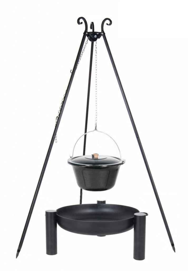 Chaudron pot émaillé avec couvercle + brasero PALMA, 10L chaudron/ 70cm brasero clicktofournisseur.com