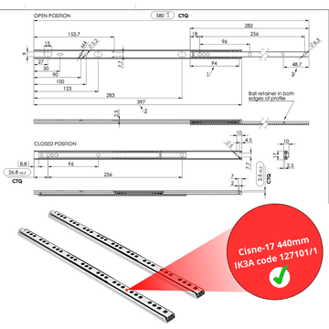 Componenti di Ricambio IK3A Guide Telescopiche A Sfera CISNE-17 Portata 15kg Silenziose e Resistenti alla Corrosione Ideali per Vosti Mobili
