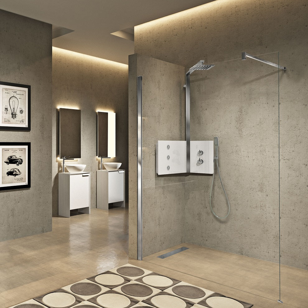Colonne de douche d'angle blanche mécanique sint par novellini - Clicktofournisseur.com