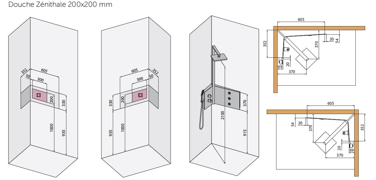 Colonne de douche d'angle noire thermostatique SINT par NOVELLINI clicktofournisseur.com