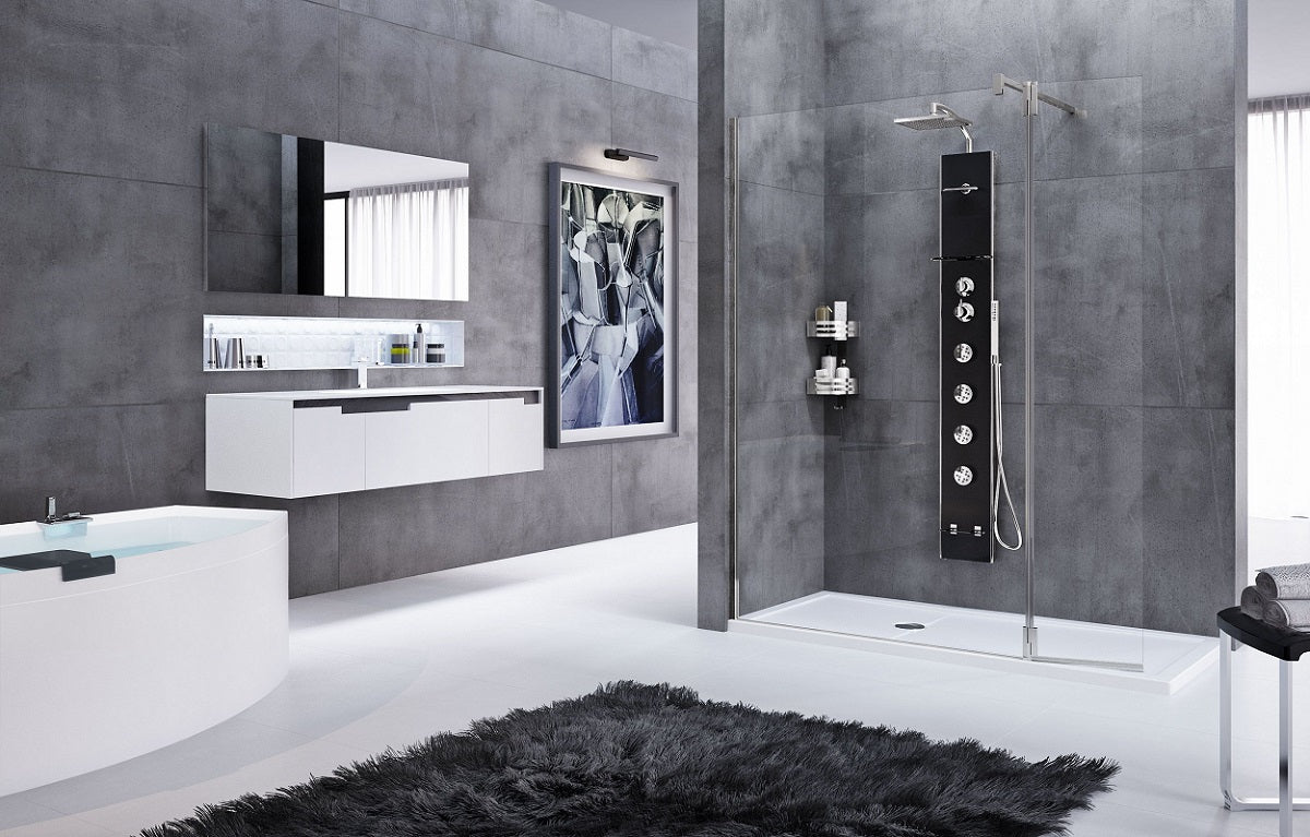 Colonne de douche hydromassante thermostatique novellini cascata2 176 cm - Clicktofournisseur.com