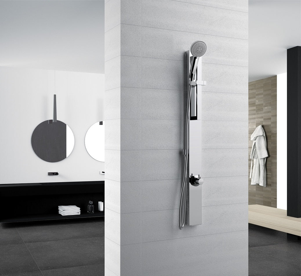 Colonne de douche suspendue thermostatique novellini revif 118 cm - Clicktofournisseur.com