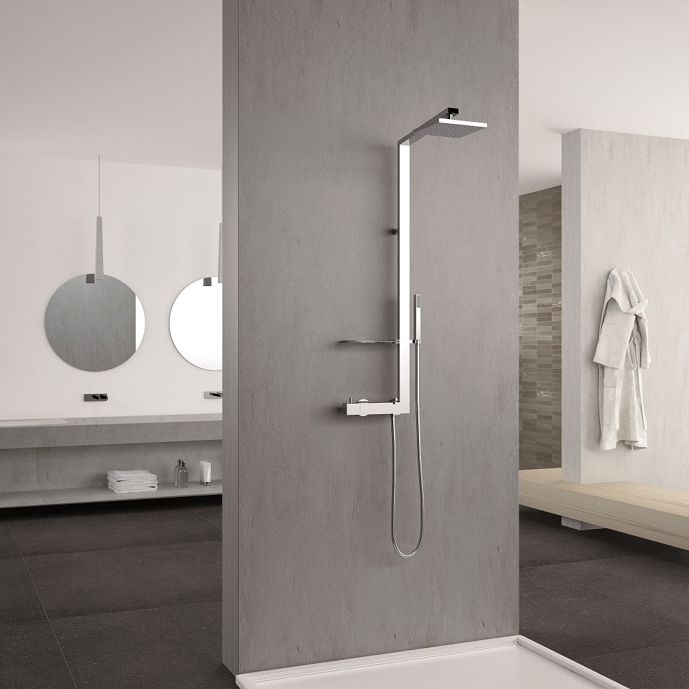 Colonne de douche thermostatique novellini flag 116 cm en chrome - Clicktofournisseur.com