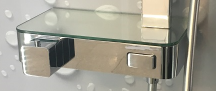 Colonne de douche thermostatique novellini flow 116 cm en chrome - tablette noire - Clicktofournisseur.com
