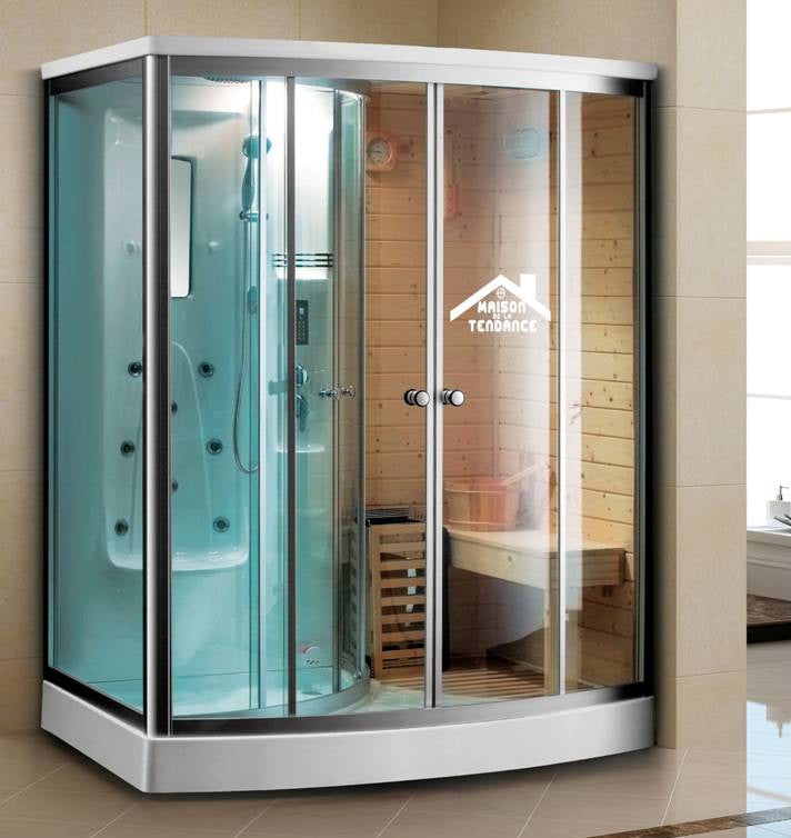 Combiné douche sauna-hammam DOUA K-9706 165x110 cm x 215 cm clicktofournisseur.com