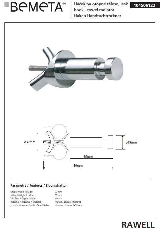 Console réglable pour radiateur blanc RAWELL 3,2x3,2x8 cm clicktofournisseur.com