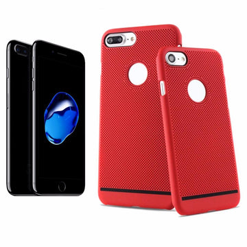 Coque arrière protection rouge perforée nid d'abeille pour apple iphone 7 plus - Clicktofournisseur.com