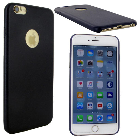 Coque arrière de protection en simili cuir bleu marine pour apple iphone 6s plus - Clicktofournisseur.com