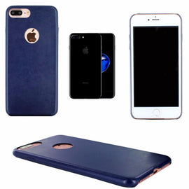 Coque arrière de protection en simili cuir coloris bleu nuit pour apple iphone 7 plus - Clicktofournisseur.com