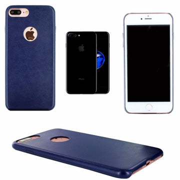 Coque arrière de protection en simili cuir coloris bleu nuit pour apple iphone 7 plus - Clicktofournisseur.com