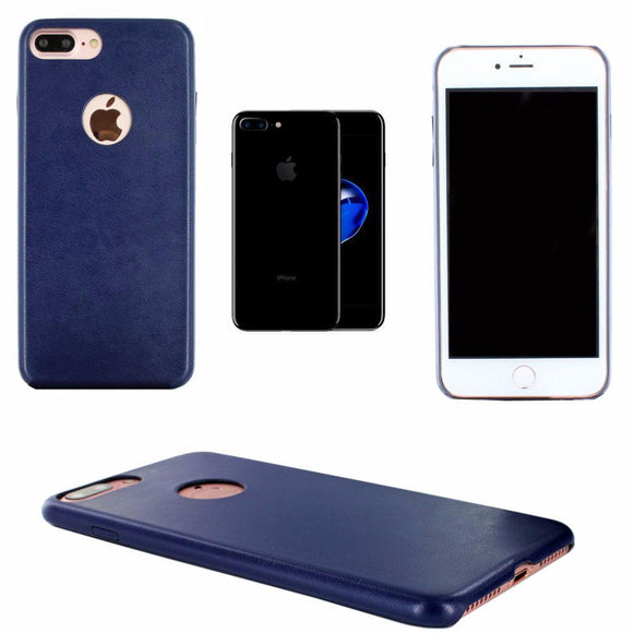 Coque arrière de protection en simili cuir coloris bleu nuit pour apple iphone 7 plus - Clicktofournisseur.com