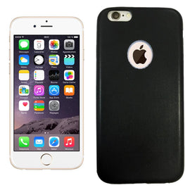 Coque arrière de protection en simili cuir coloris noir pour apple iphone 6 - Clicktofournisseur.com