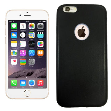 Coque arrière de protection en simili cuir coloris noir pour apple iphone 6s - Clicktofournisseur.com