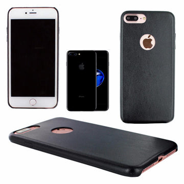 Coque arrière de protection en simili cuir noir pour apple iphone 7 plus - Clicktofournisseur.com