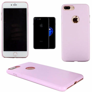 Coque arrière de protection en simili cuir rose pour apple iphone 7 plus - Clicktofournisseur.com