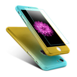 Coque complète bicolore bleu et jaune avec verre pour apple iphone 7 - Clicktofournisseur.com