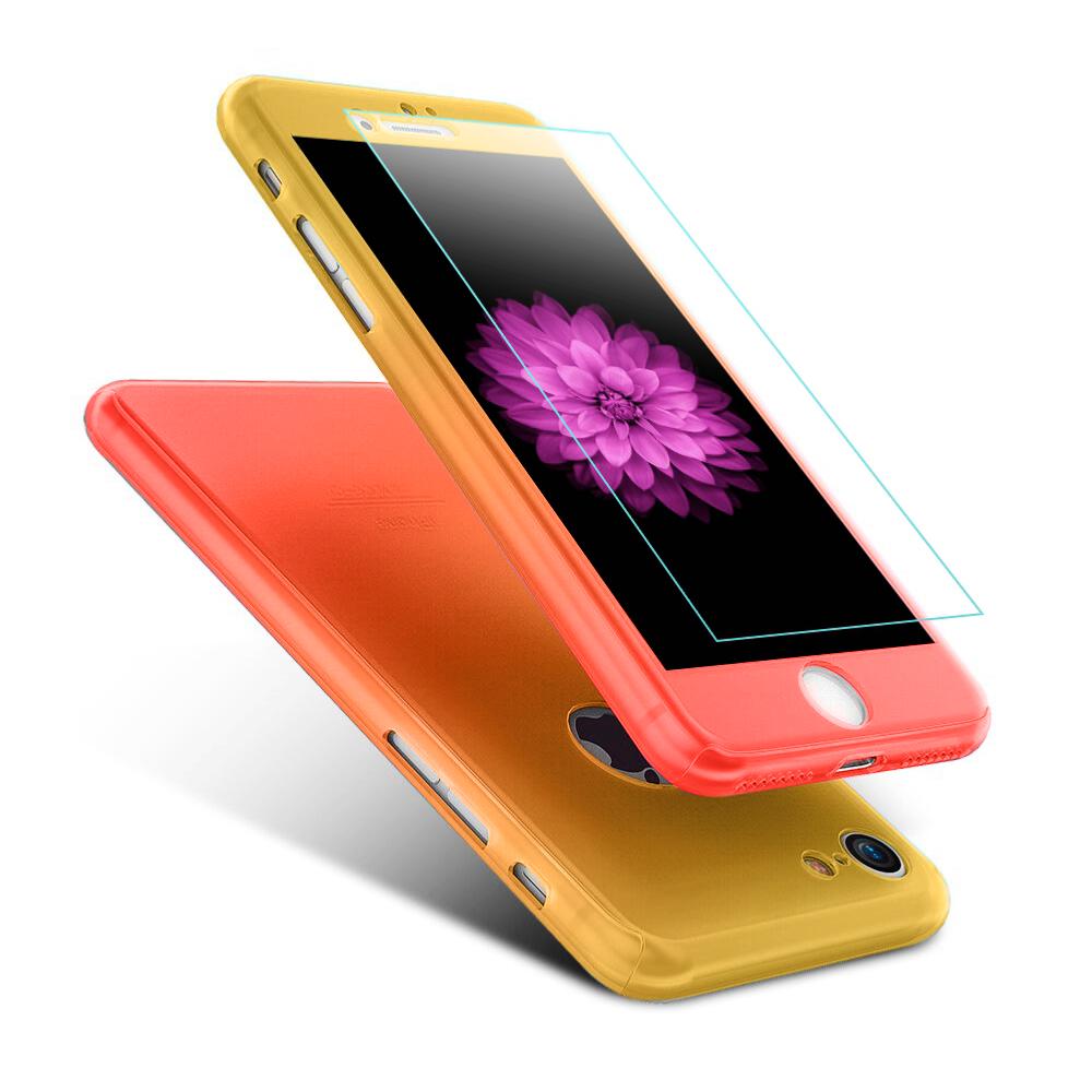 Coque complète bicolore jaune et orange avec verre pour apple iphone 7 - Clicktofournisseur.com